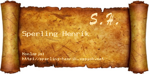 Sperling Henrik névjegykártya